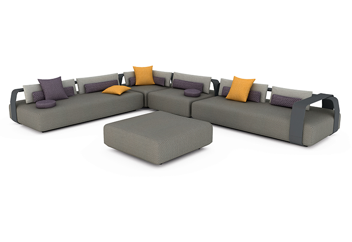 концепт 4 модульного дивана MANUTTI KUMO, цвет Lava