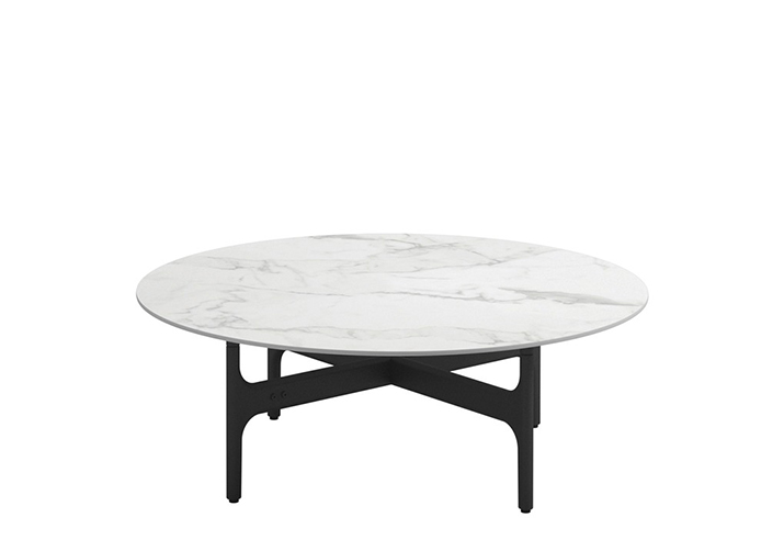столик кофейный Bianco Ceramic Top круглый d.100 GLOSTER GRAND WEAVE, цвет grid meteor