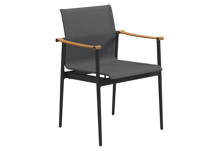 стул обеденный с кожаными подлокотниками Gloster 180, цвет grid meteor